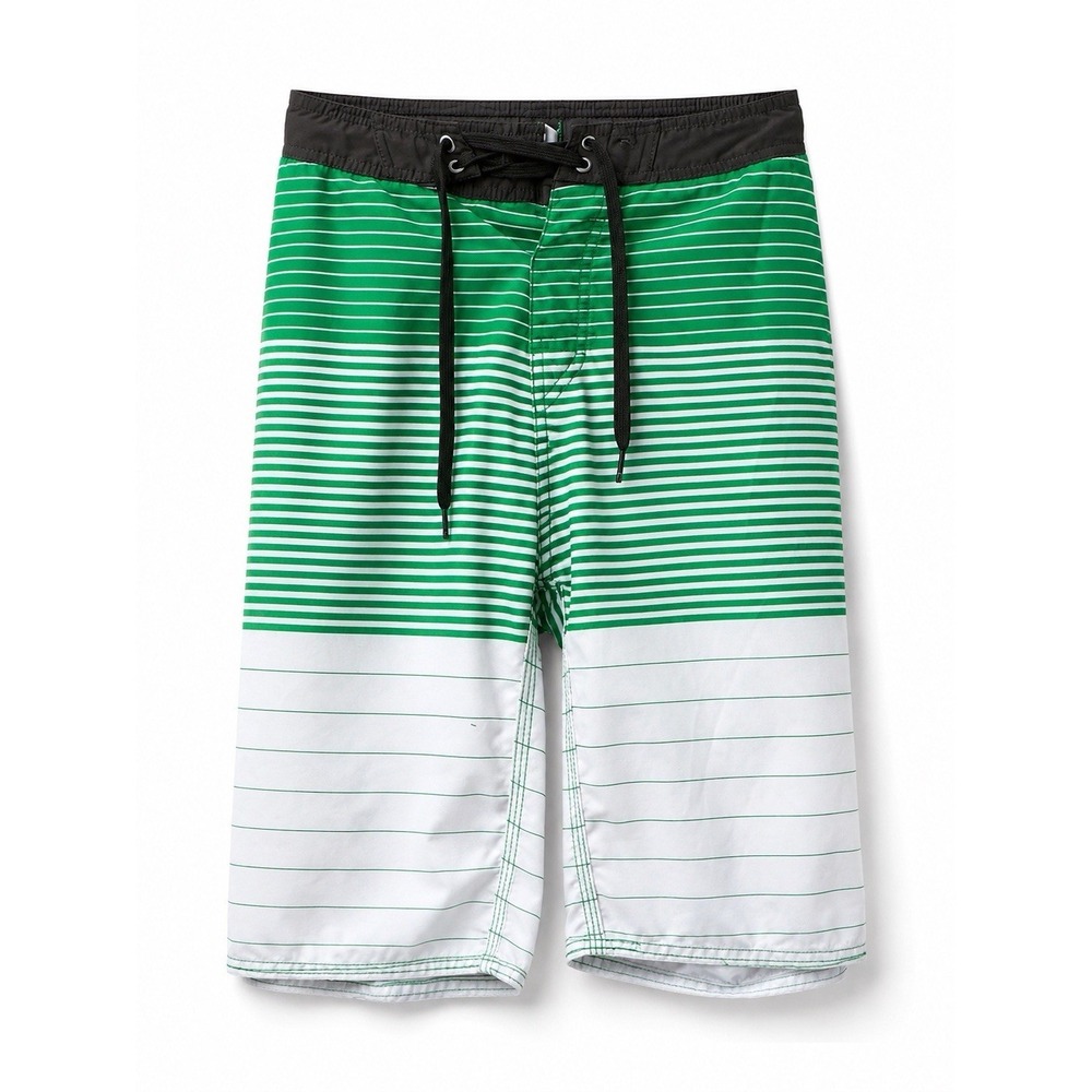 Rip Curl Men's Board Shorts Size 42 Green White Striped Surf Swim Trunks